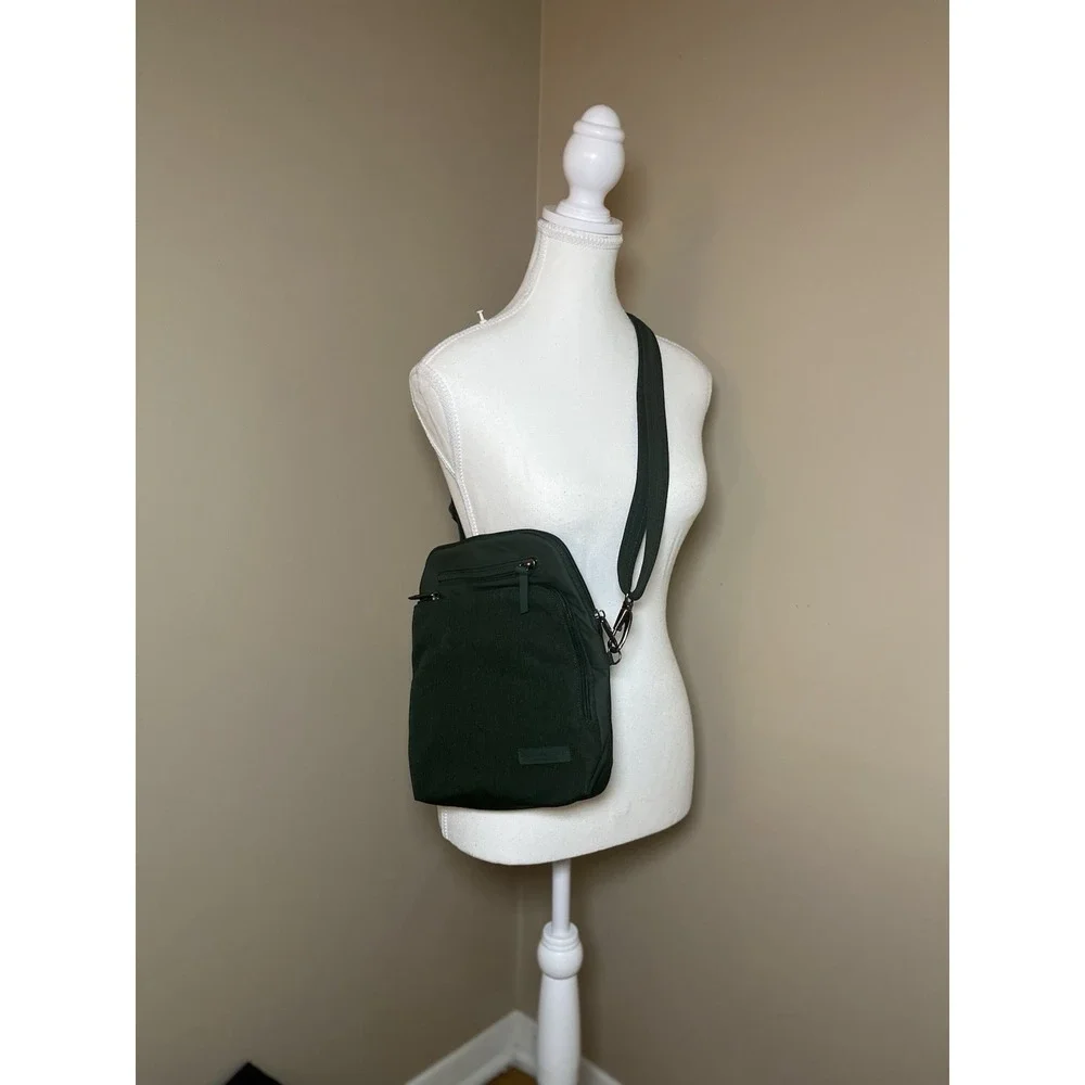 Travelon Anti-Theft Heritage Tour Travel Bag Green Fabric Messenger Crossbody